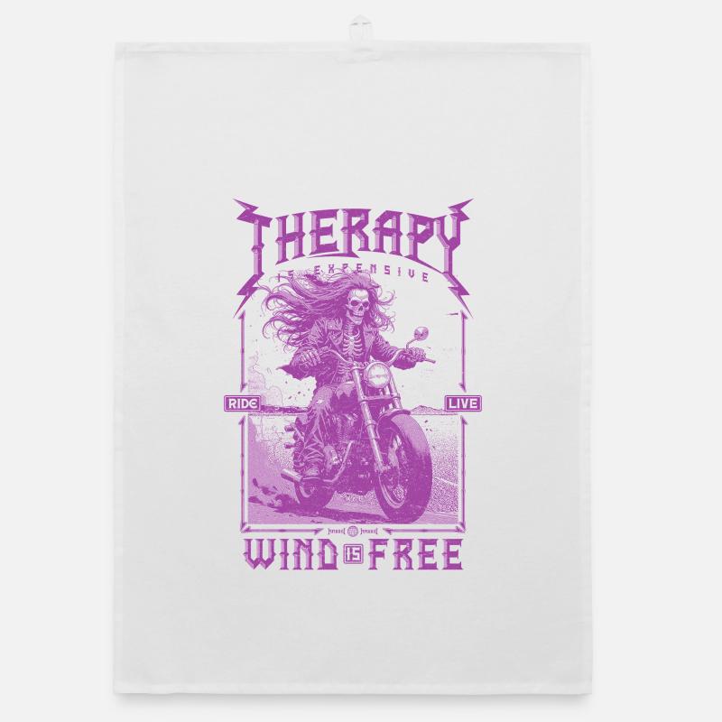 Therapy is Expensive Wind is Free Motorcycle Rider Organic dish towel