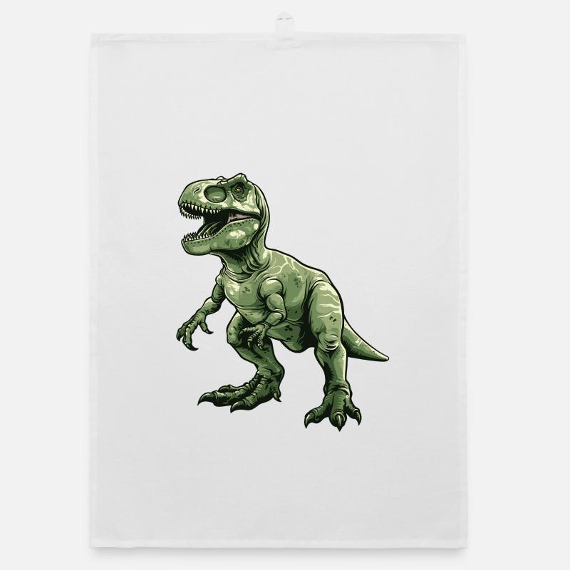 Vert Rétro Dino T Rex Torchon bio