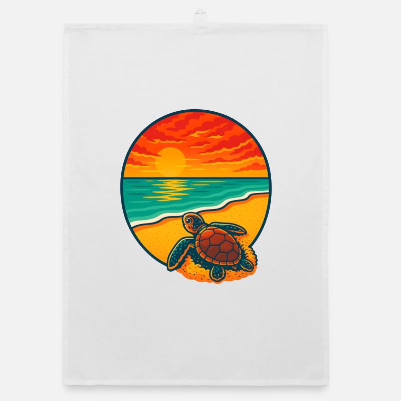 Sunset Turtle Beach, Safe the Trutles  Organic dish towel