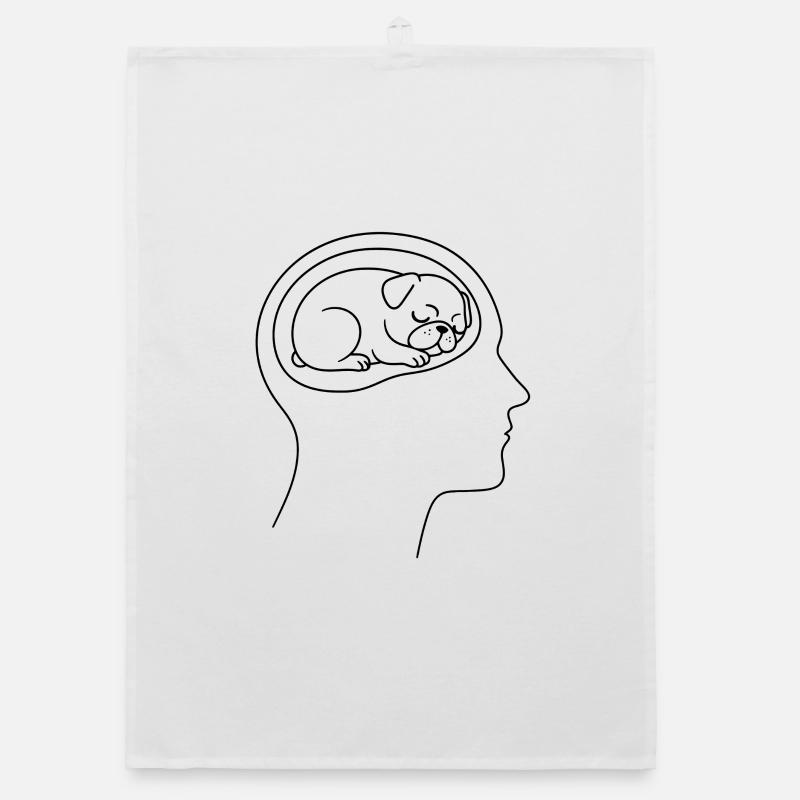 Drolliger Mopskopf Gedanken Hundehaltern  Organic Geschirrtuch