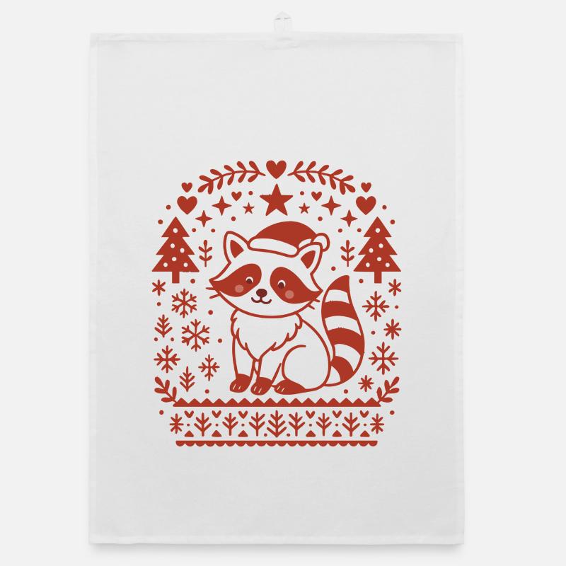 Conception de motif de raton laveur de Noël Torchon bio