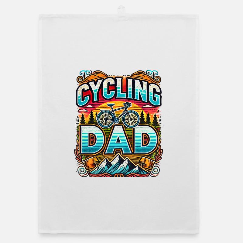 Cycling Dad Sunset Ride, Bicycle Dad  Organic dish towel