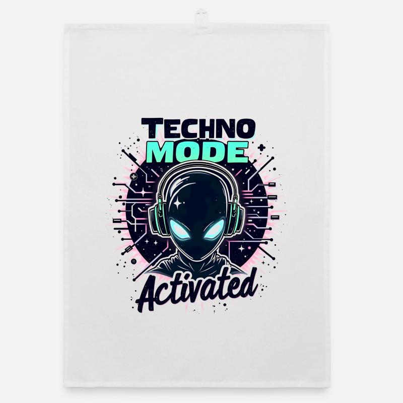 Techno Mode Activated – Rave Music Organic dish towel
