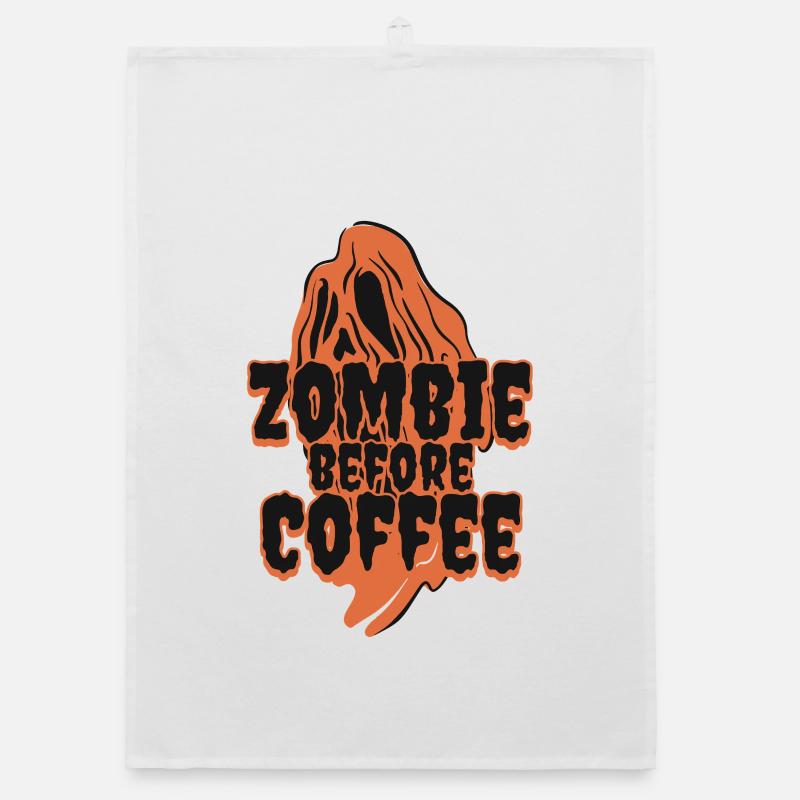 Zombie Before Coffee – Halloween Coffee Saying Organic dish towel