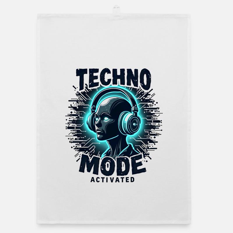 Techno Mode Activated – Rave Music Organic dish towel