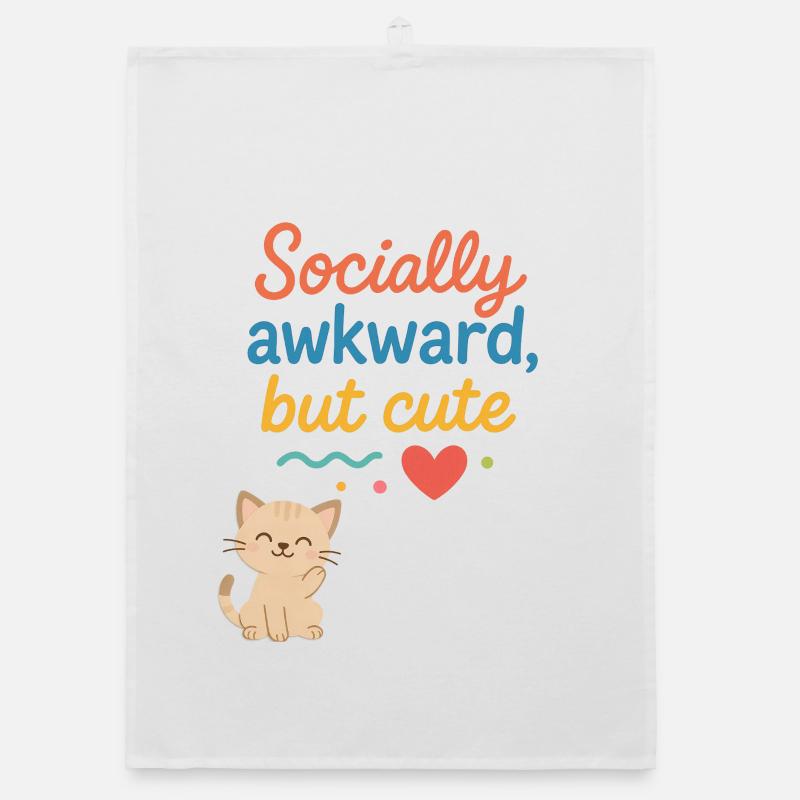 Conception sociale de chat maladroite mais mignonne Torchon bio