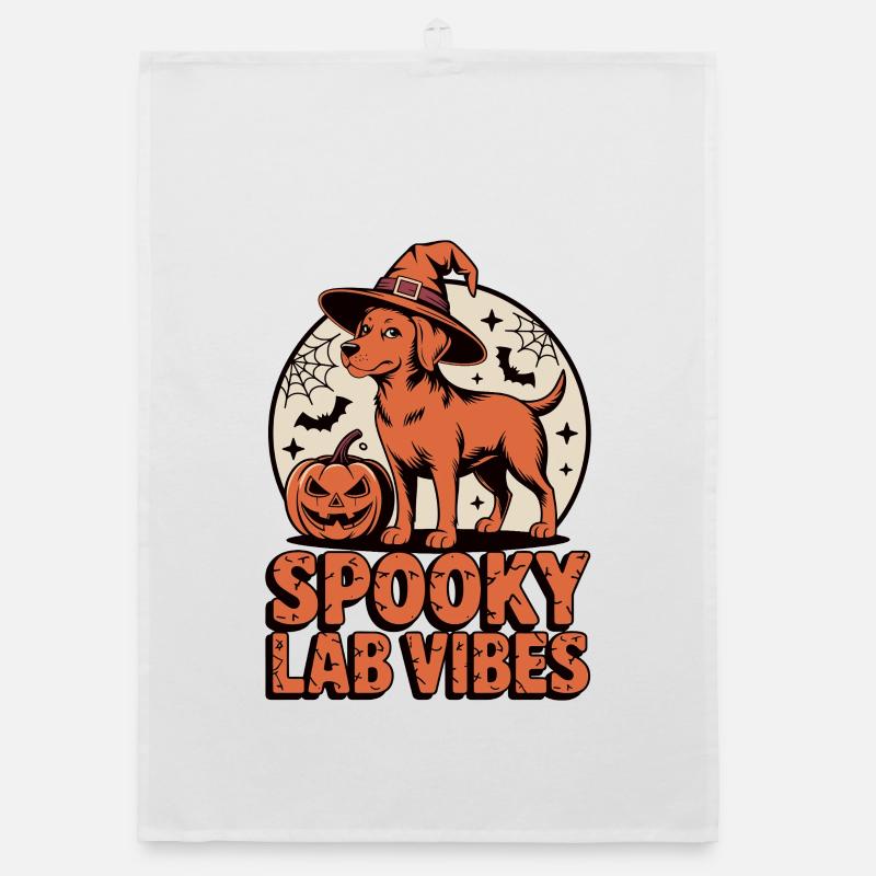 Spooky Foxred Labrador Halloween Organic dish towel