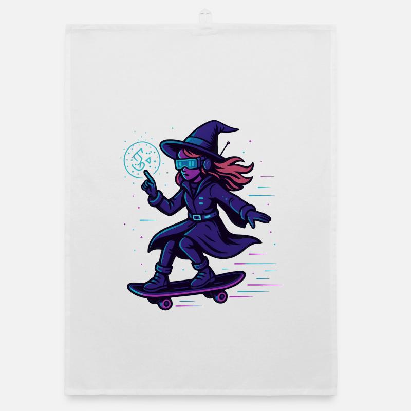 Neon witch sur le skateboard Torchon bio