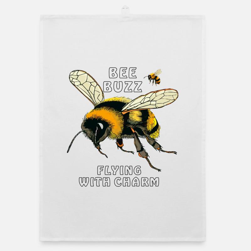 BUMBLEBEES BEE BUZZ FLYING WITH CHARM Organic dish towel