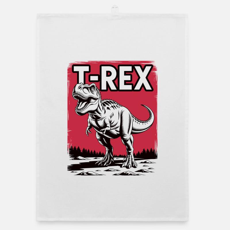 T-Rex Graphique Paysage Rouge Torchon bio