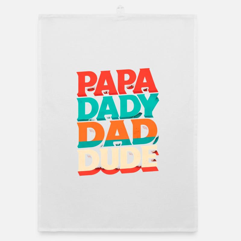 Papa Dad Dude Retro Rainbow Organic dish towel