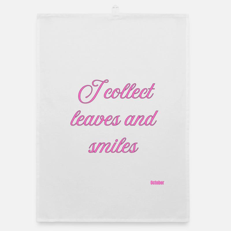 Leaves and Smiles Pink Script Organic dish towel