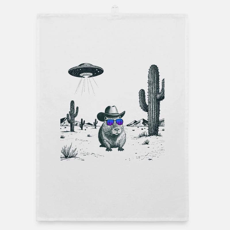 Desert Capybara Organic dish towel