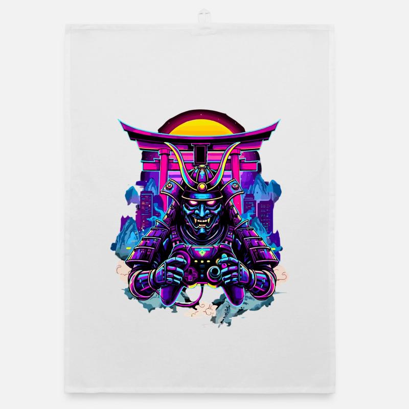 Samurai Maske gaming Controller Sythwave gaming  Organic Geschirrtuch