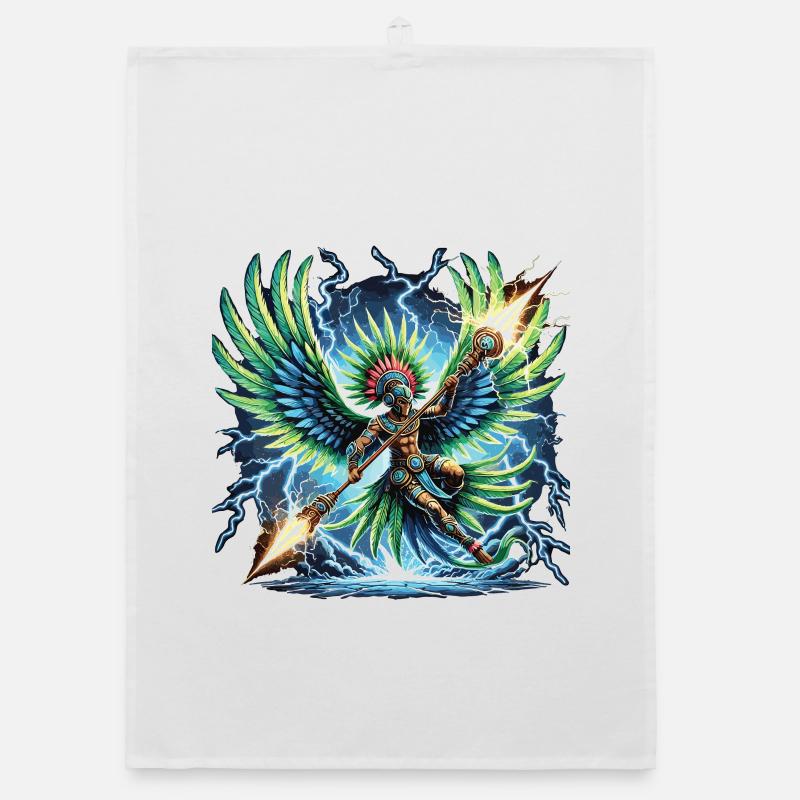 World Form Winged Warrior Aztecs Organic dish towel