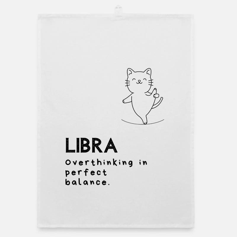 Funny Libra Cartoon – Balanced Overthinker Organic dish towel