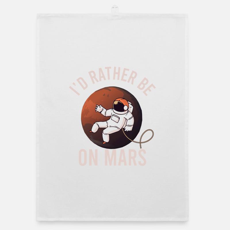 Mars Planet Space Vintage Rocket - Organic dish towel - white