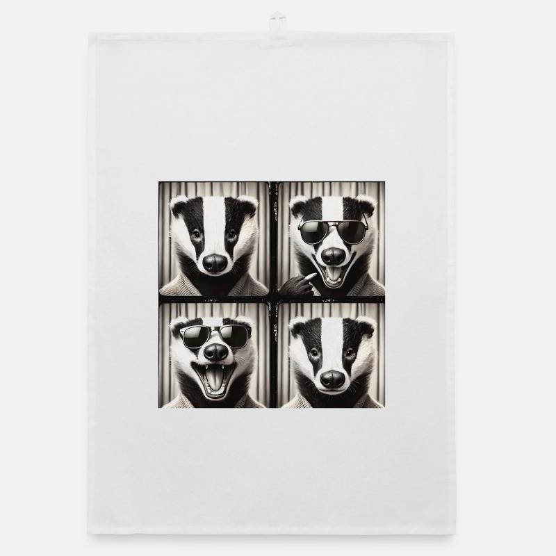 Badger Sonnenbrille Collage - Organic Geschirrtuch - Weiß