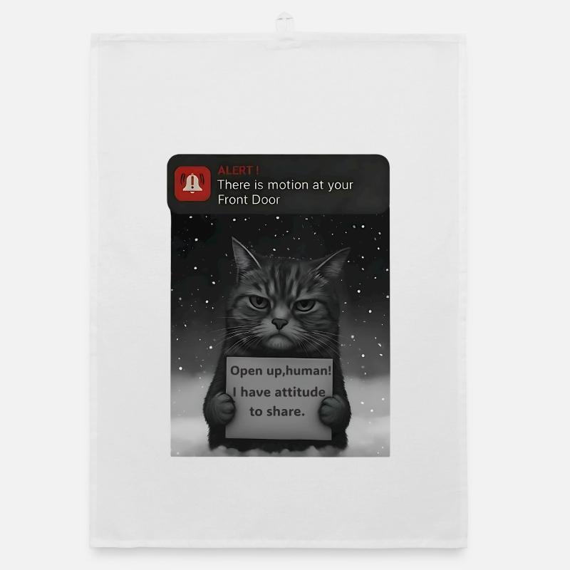 Cat has a message for you - Funnier Organic dish towel
