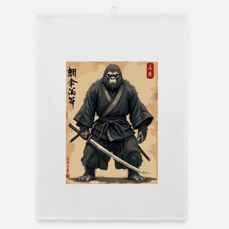 Gorille Samouraï avec Katana Torchon bio