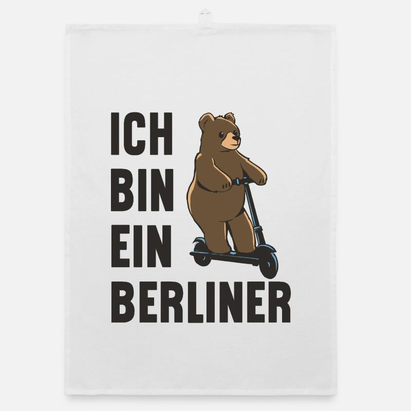 Ein Berliner-Bär auf Roller! Ich bin ein Berliner Organic Geschirrtuch