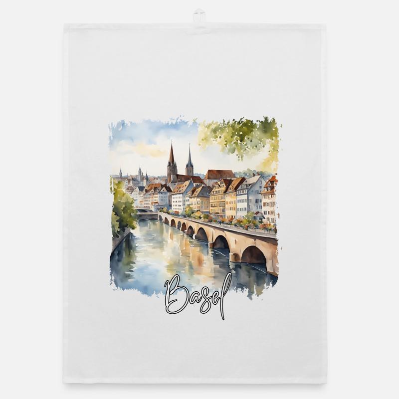 Basel Aquarell, Basel Schweiz Organic Geschirrtuch