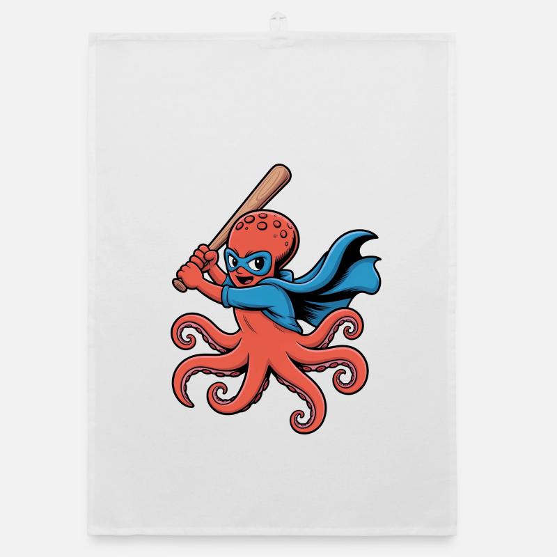 Baseball Oktopus Superheld Organic Geschirrtuch