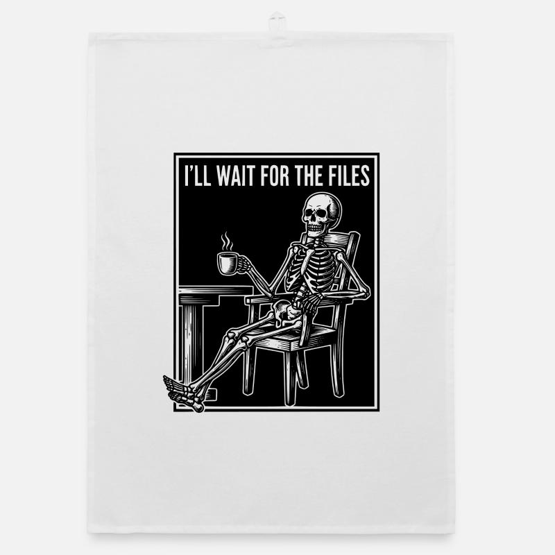 Waiting Skeleton Meme Project Manager Office Organic dish towel