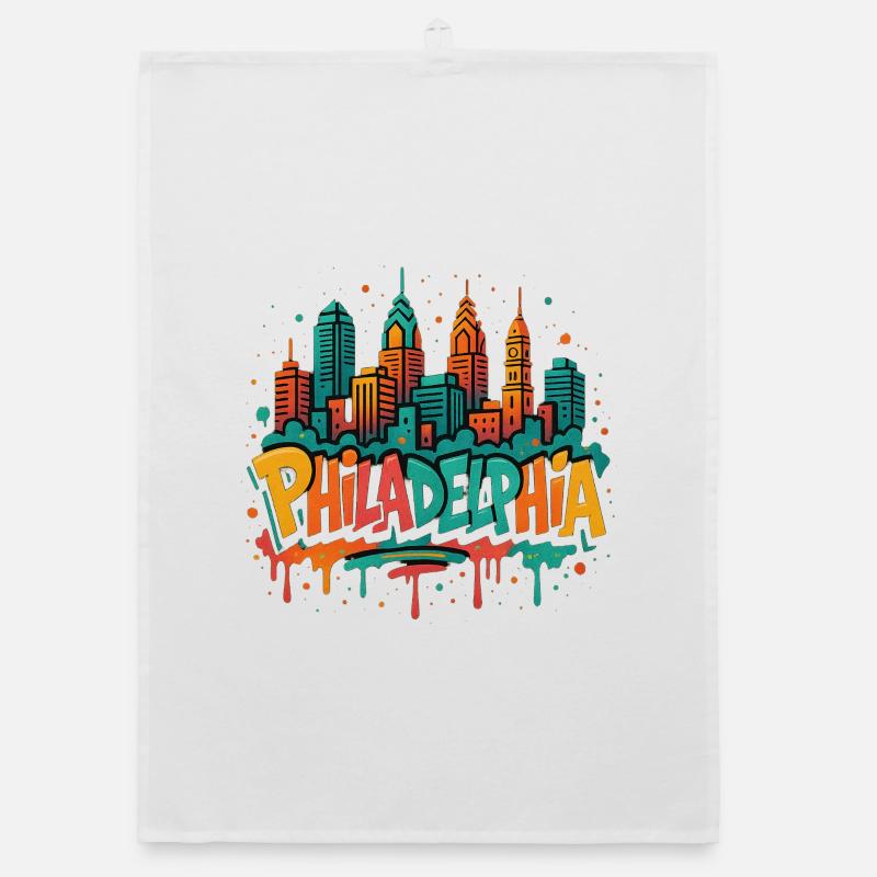 Philly Graffiti Skyline Organic Geschirrtuch