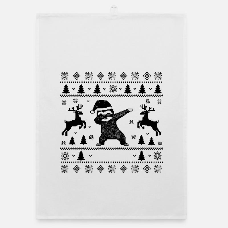 XMas Dabbing Sloth Christmas Man Organic dish towel