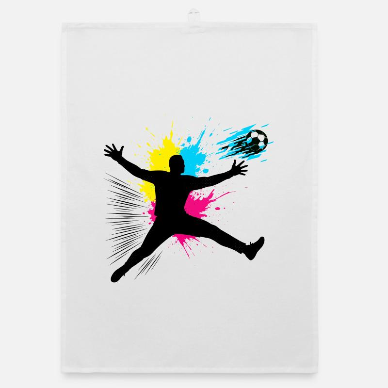 Fußball Torwart Sprung Mit Farbexplosion Organic Geschirrtuch