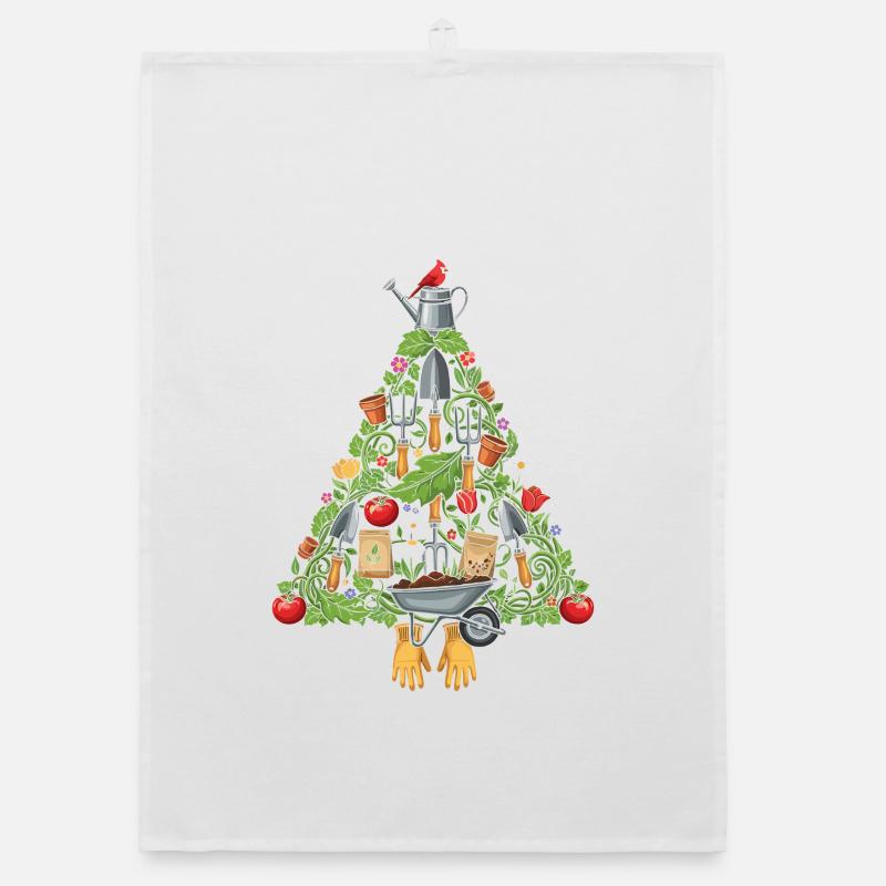 Garden Tool Triangle Design Christmas Tree Organic dish towel