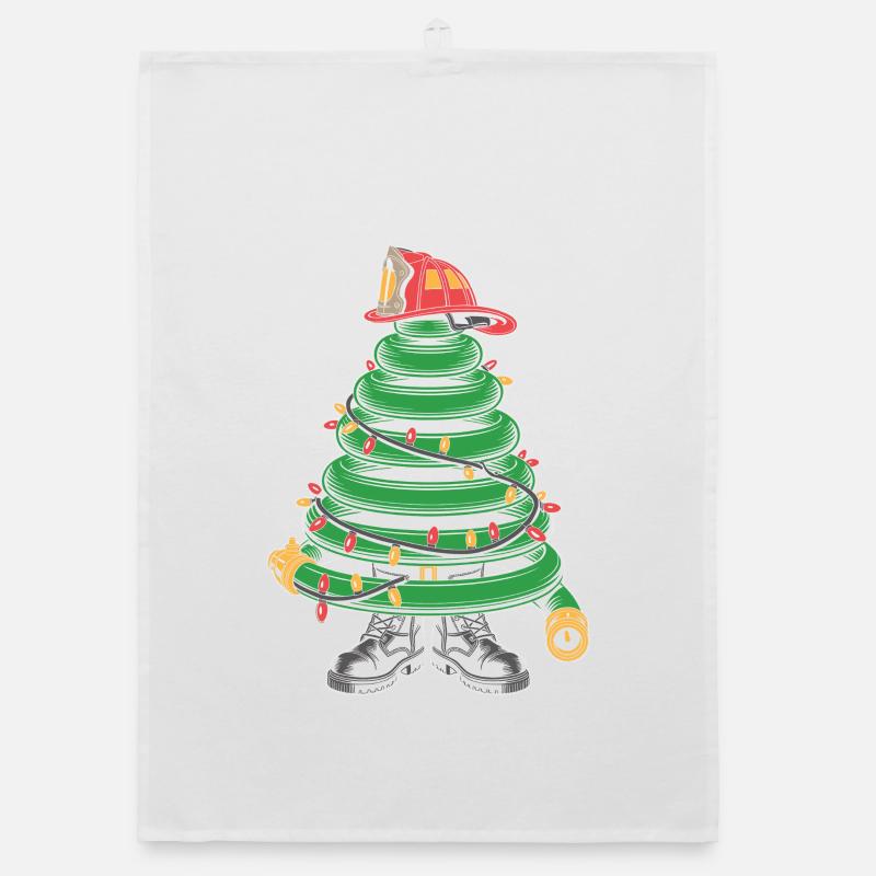Fire Brigade Christmas Tree Organic dish towel