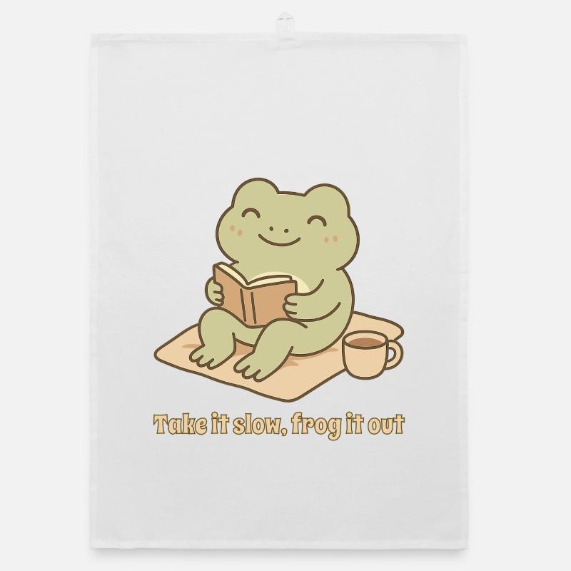 Reading Frog – Take it slow Design Organic dish towel