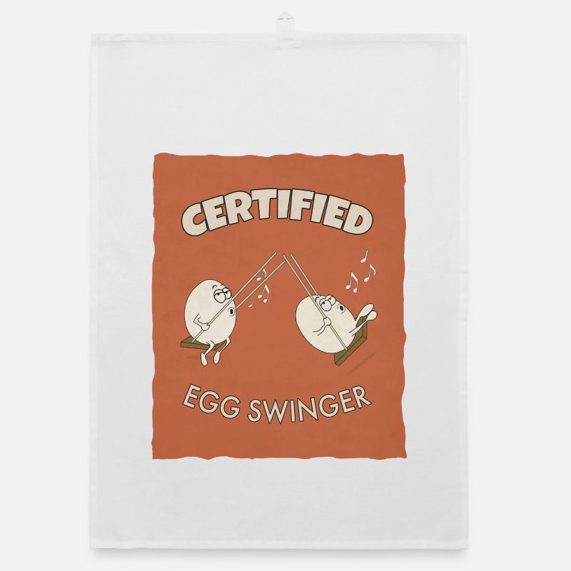 Certified Egg Swinger – Funny Egg Design Organic Geschirrtuch