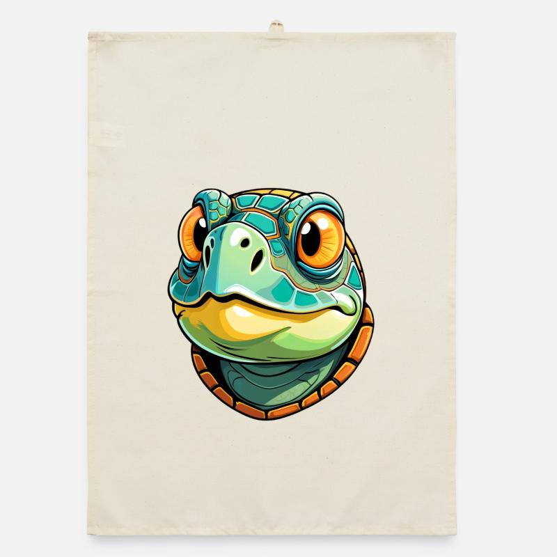 Tortue de dessin animé joyeuse Torchon bio