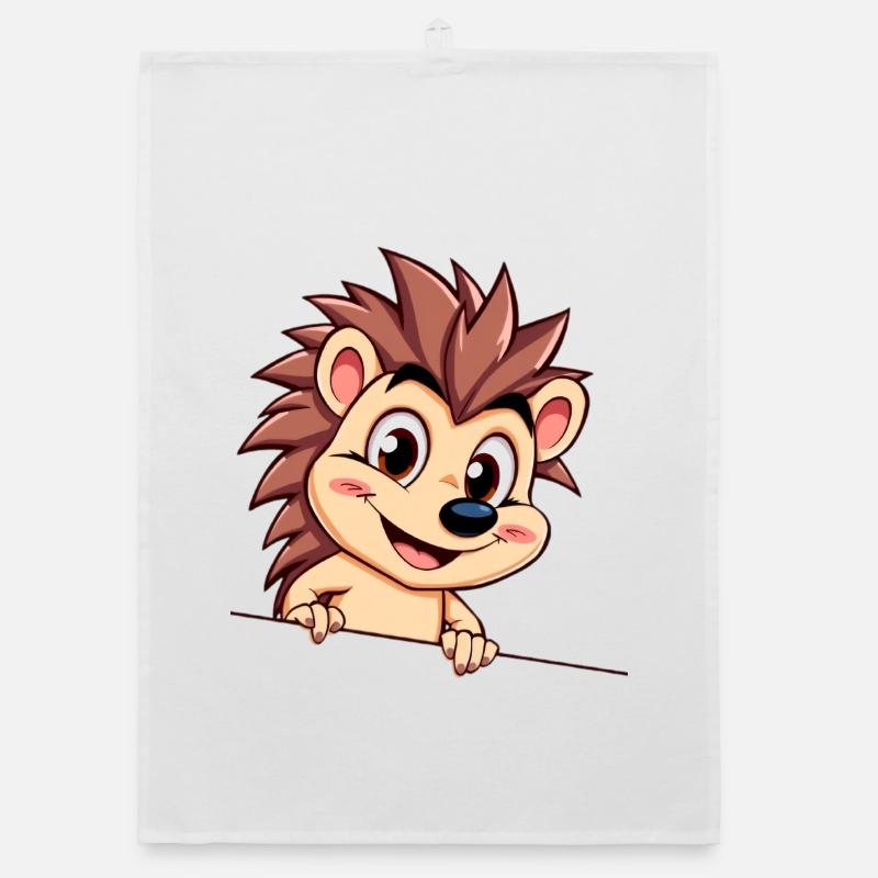 Nimble hedgehog on a wire Organic dish towel