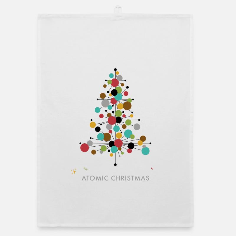 Noël atomique - Conception rétro d’arbre de Noël Torchon bio