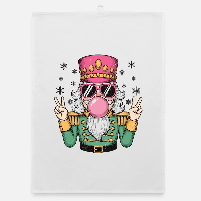 Nutcracker blows chewing gum Organic dish towel