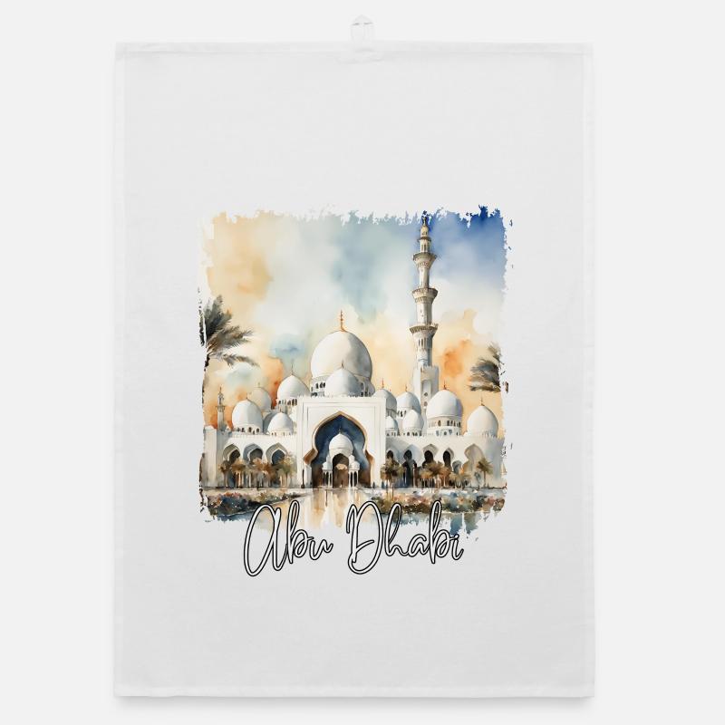 Aquarelle d’Abu Dhabi, j’adore Abu Dhabi Torchon bio