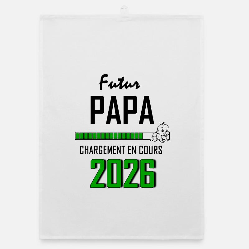 Futur PAPA Countdown 2026 Vert Bébé Torchon bio