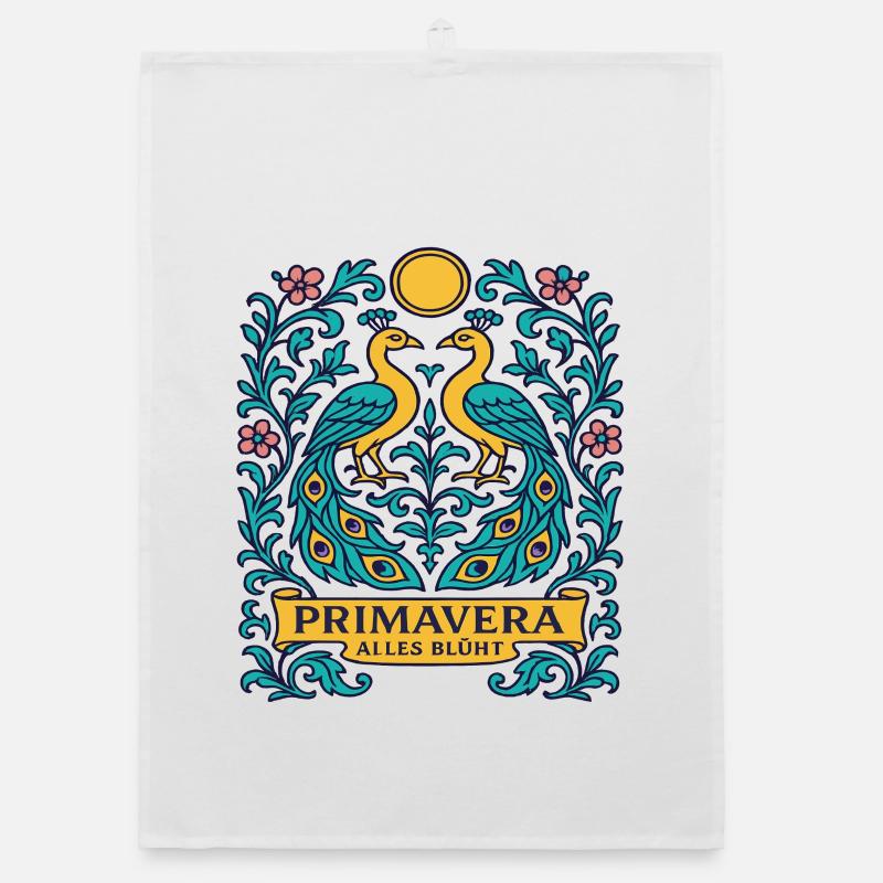 Primavera Ailes Blooms Spring Bird Ornament Organic dish towel
