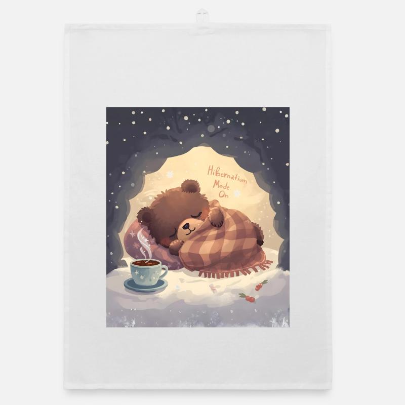 Mode d’hibernation sur Bear Cozy Night - Torchon bio - blanc