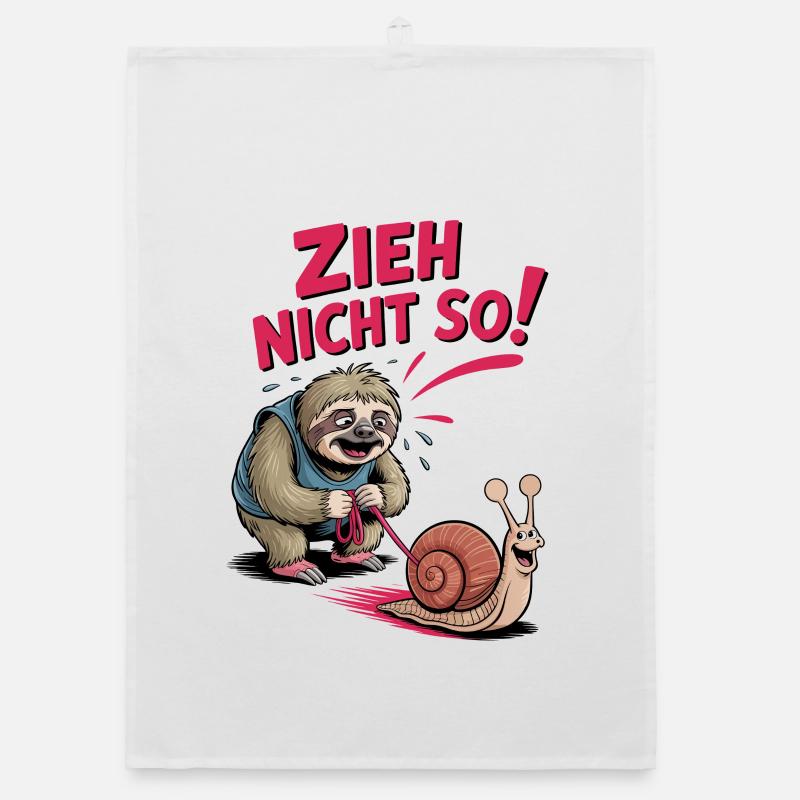 Don't Pull So Sloth Fun Sloth Saying - Organic dish towel - white