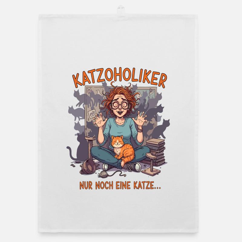 Katzoholiker Nur noch eine Katze - Lustiger Spruch Organic Geschirrtuch
