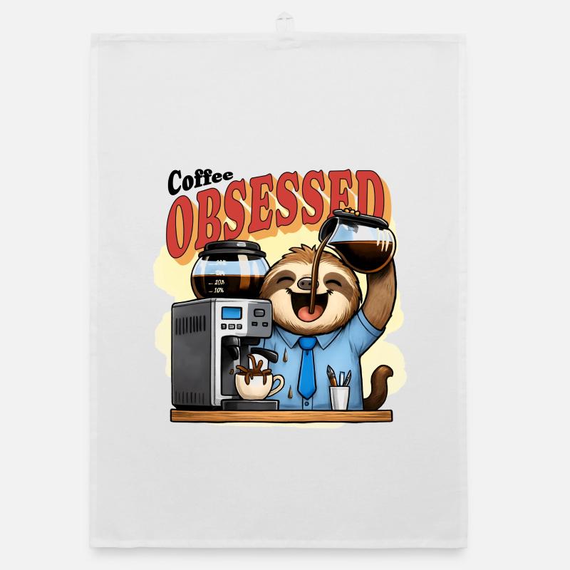 Coffee Obsessed Sloth Caffeine Organic dish towel