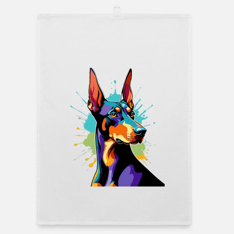 Farbexplosion Dobermann Organic Geschirrtuch