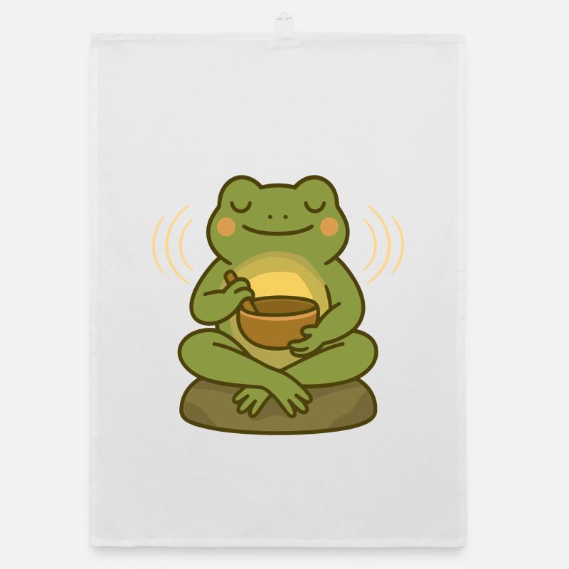 Meditating Frog – Singing Bowl & Mindfulness Organic dish towel
