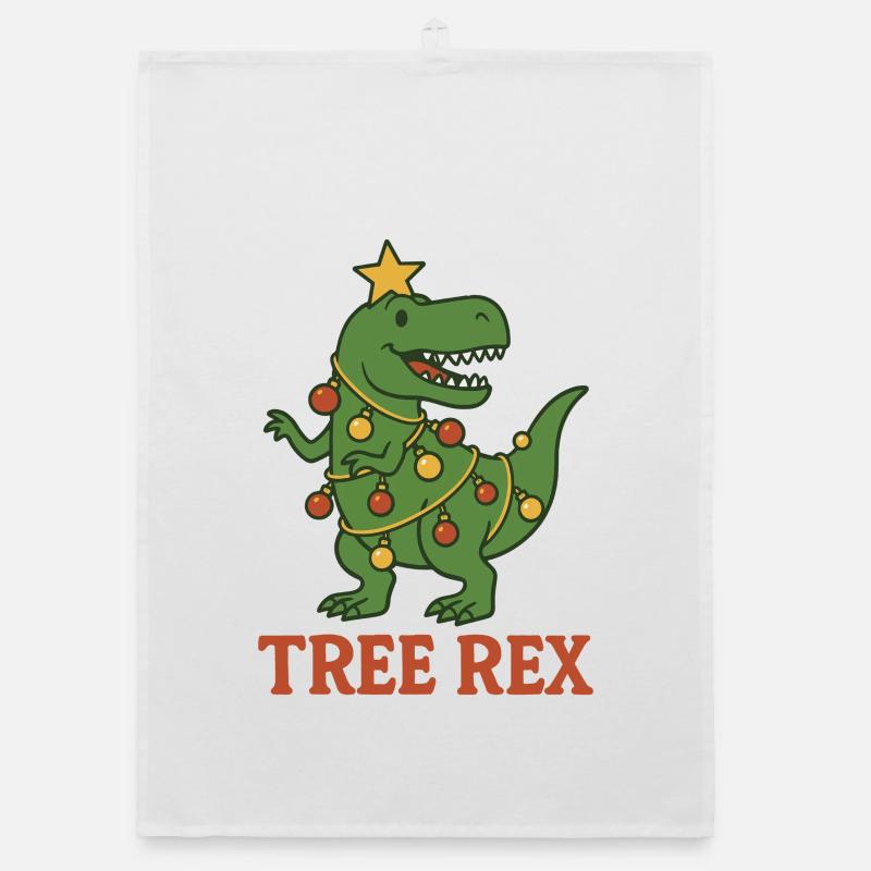 Tree Rex Dinosaur Christmas Fun Organic dish towel