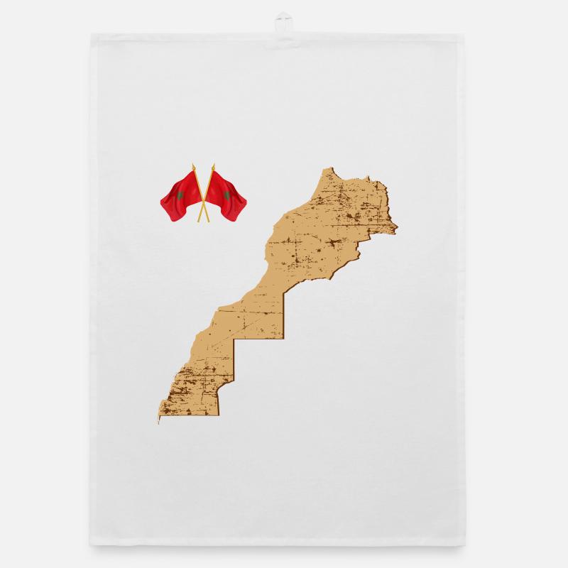 Map Morocco Vintage Flags Organic dish towel